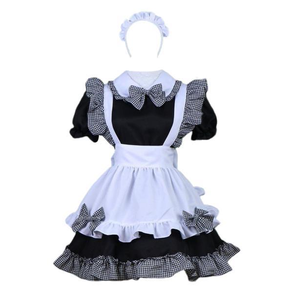メイド服 レディース ガールズ ホワイト メイド服 ゴシックロリータドレス S