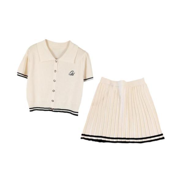 レディース プリーツスカートセット 服 フィットネス スポーツ 旅行 ショートスカート ベージュ