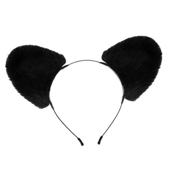 パンダ耳ヘッドバンド コスプレ パーティー 記念品 コスチュームアクセサリー ヘアアクセサリー ブラック