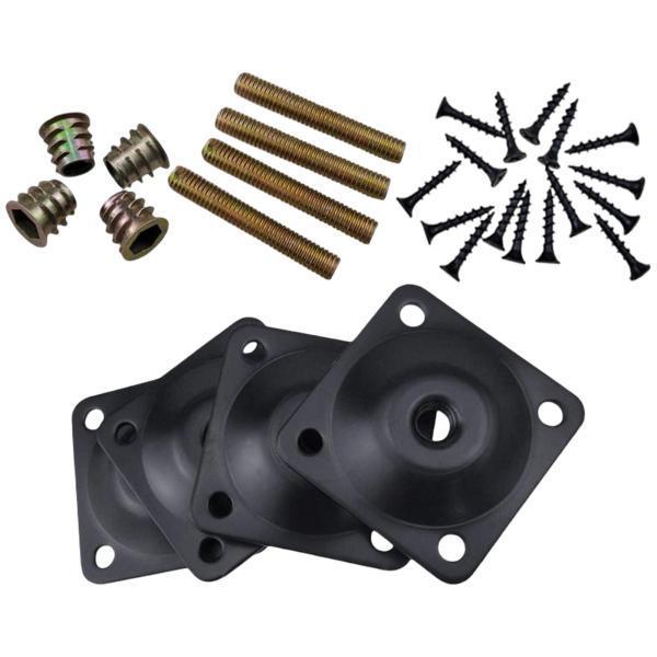 サイズチャート:サイズ:約48x48x2mm / 1.89x1.89x0.08inchパッケージに含まれるもの: 4ピースレッグマウンティングプレート4ピースハンガーダグ4ピースメスコンバーター16個のネジアダプター...