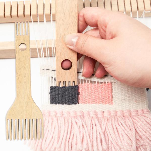 木製織り織機くし両端手工芸品タペストリー工芸品織りツール