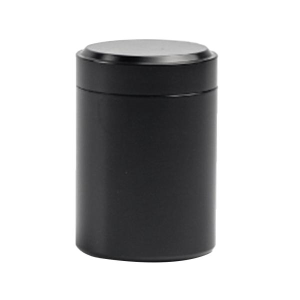 収納ボックス 茶缶 ティー コーヒー ジュエリー 小物収納 蓋付き アルミ製 ラウンド 2色選べる - ブラック