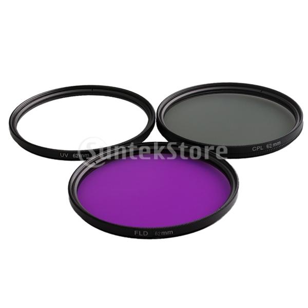 Baoblaze 全8サイズ レンズフィルター UV + CPL + FLD デジタル一眼レフカメラ用 キャリーバッグ付き - 62mm