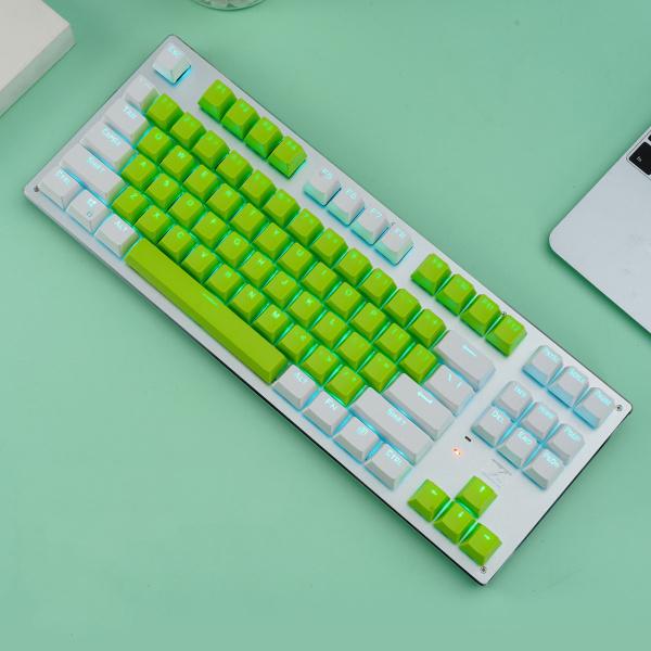 大きな割引 混合色87キー2 4ghzワイヤレスbluetoothキーボードホワイトグリーンブルー キーボード Raffles Mn