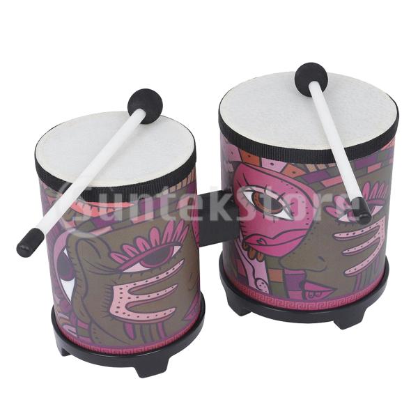 Bongo  Setに適用大人キッズ初心者-1セット4インチおよび5インチパーカッション-ナチュラルスキンメープルボディシェル