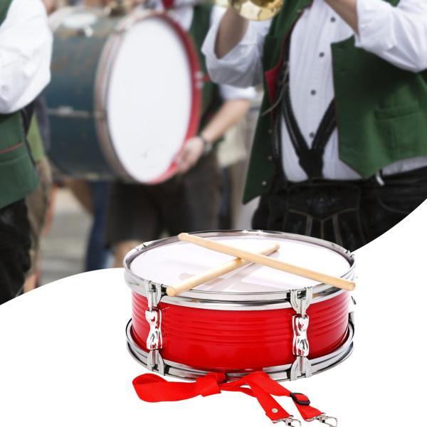 13インチ スネアドラム 楽器 音楽学習 ドラムスティックとショルダーストラップ付き 子供 初心者 ティーンズ用 レッド