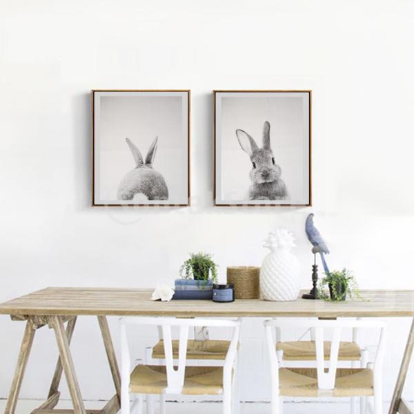 2本のモダンアートの油絵のキャンバスの絵かわいいウサギの壁の装飾 Buyee Buyee บร การต วกลางจากญ ป น ซ อจากประเทศญ ป น