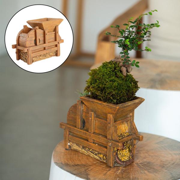 ノベルティ植木鉢偽の木製脱穀プランター庭卓上フラワーポットの装飾植木鉢屋内屋外パティオ