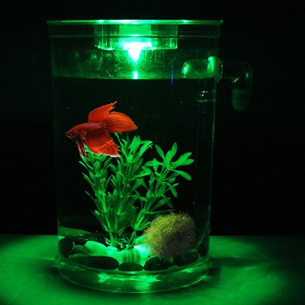 ミニデスクトップ水族館led金魚ボウルホームオフィス装飾卓上水槽水生植物石釣り飾り 印象のデザイン