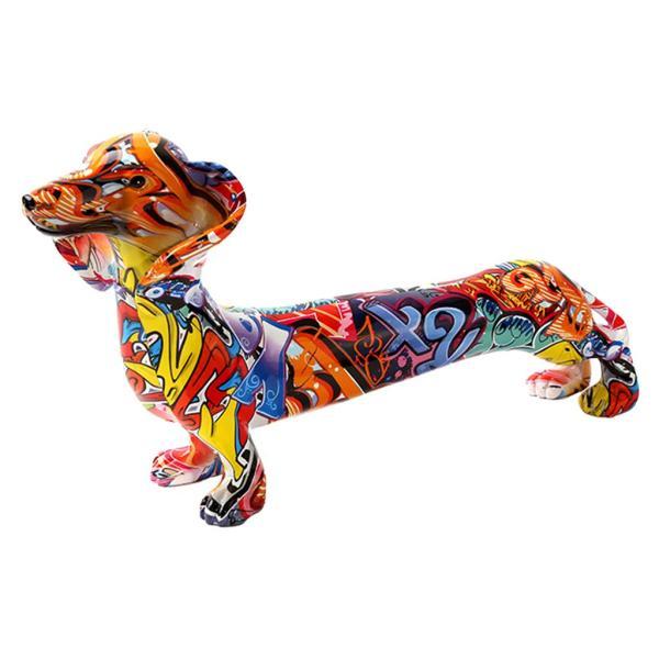 樹脂カラフルな犬の置物落書きダックシュンド像装飾工芸品コレクション