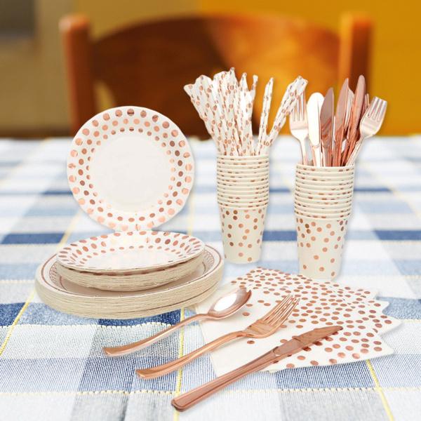 200ピース/個使い捨て食器セット紙皿カップフォークナイフ誕生日退職ハロウィーン感謝祭クリスマス新年 使い捨てフォーク食器パック - バージンウッドパルプ製。広げてパーティー、宴会、ピクニック、お祝いの紙ナプキンとして使えます。(Wh