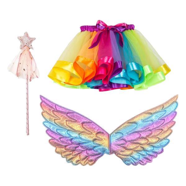 女の子用妖精コスチュームセット 翼と杖付き パーティー用品 写真小道具 ハロウィン