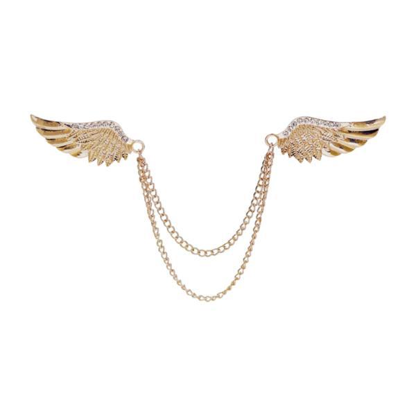 女性の守護天使の羽のブローチ、ラペルピン レトロスタイル ラインストーン ジュエリー アクセサリー スーツ コート ブレスト 結婚式 コート