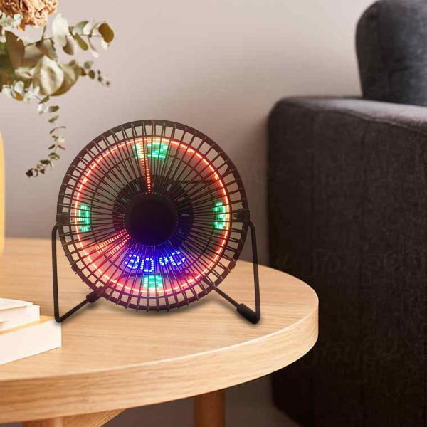 LED USB タイムクロックファン ミニポータブルファン リアルタイム