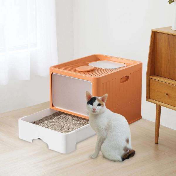 折りたたみ式猫トイレ 蓋付き キティトイレ 室内猫用 ポータブル