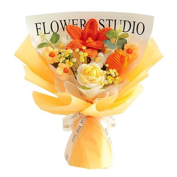 かぎ針編みのバラの花手編みローズかぎ針編みの花母の日教師の日誕生日ギフト１個 手編みのバラの花束,クリエイティブな花,誕生日のかぎ針編み