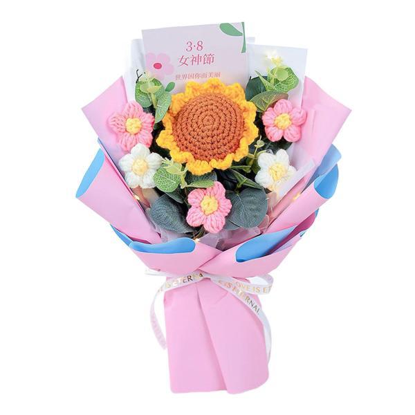 そらページ デイジー花束 2 完成したかぎ針編みの花束 DIY ホームデコレーション 編み花デイジー