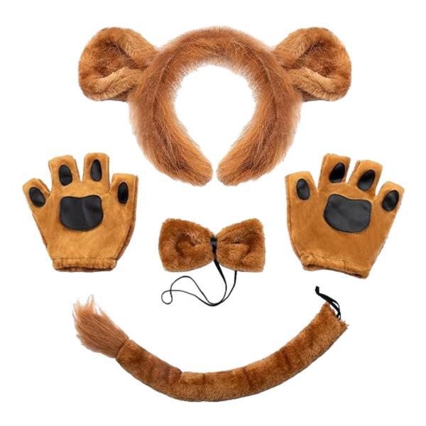 動物の耳と尻尾、チョーカー、ドレスアップ、ヘッドドレス、ぬいぐるみの耳、ヘアフープ、動物の耳と長い尻尾、ステージパフォーマンスフェスティバル用