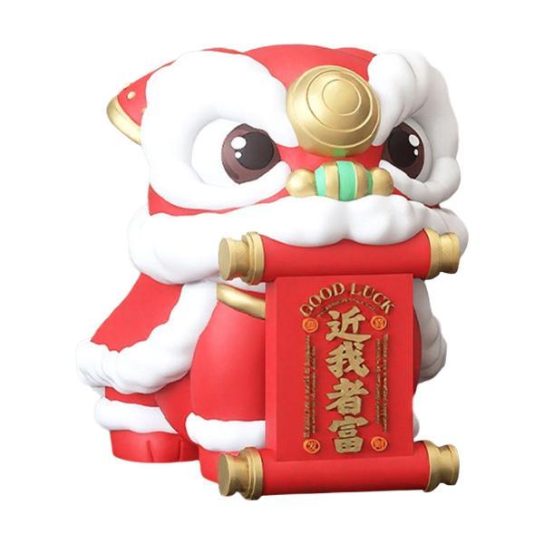 獅子舞像 中国樹脂製置物 滑り止めベース ギフト 卓上飾り 伝統的 寝室