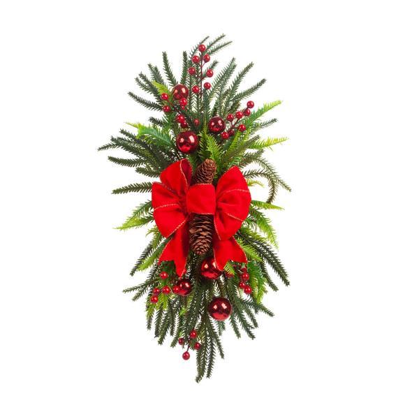 クリスマス人工スワッグ クリスマスガーランド 写真小道具 飾り ドア