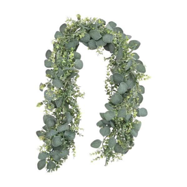 フェイクユーカリのつるリース 180cm 窓用ガーランド 吊り下げ式