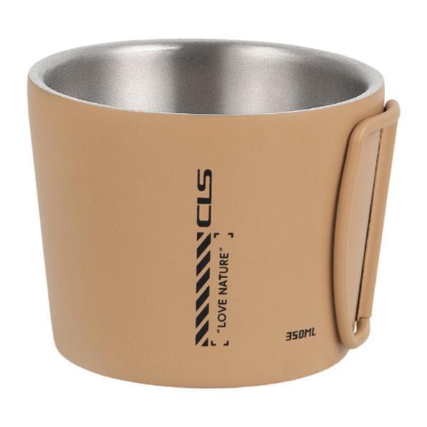 キャンプ用マグカップ キャンプ用カップ ハイキングドリンクウェア 折りたたみ式ハンドル付き 350ml バックパッキング アウトドア 断熱 登山 コー