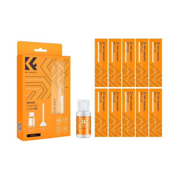 K&F Concept KF-C16APSL センサークリーニングセット APS-C用 スワブ10本＋クリーナー液20ml 湿式 ノンアルコール