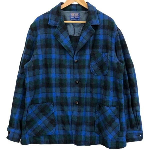 美品◆ペンドルトン 70S 3Bジャケット シングル ウール ブルー系 メンズ サイズMAGNUM 2X PENDLETON 【AFA1】