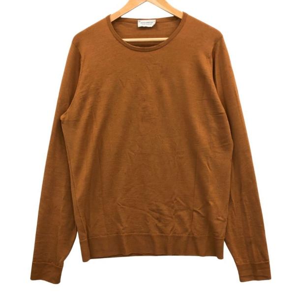 中古□ジョンスメドレー ニットセーター ウール クルーネック オレンジ