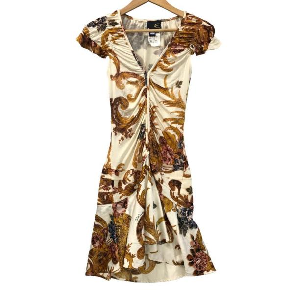 美品◆ジャストカヴァリ ノースリーブワンピース フラワー柄 レディース サイズ42 justcavalli 【AFB2】