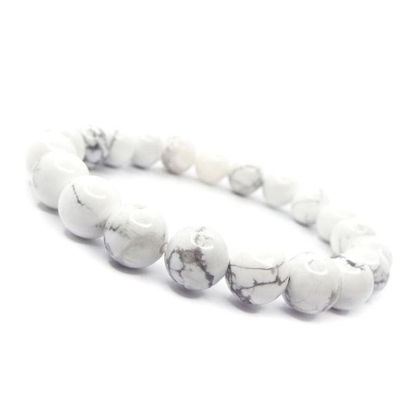 天然石 ブレスレット ホワイト ターコイズ 約10mm パワーストーン アクセサリー 一連 数珠