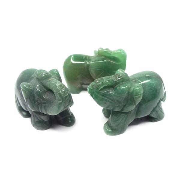 グリーンアベンチュリン（インド翡翠）象の置物　天然石置物　カービング 天然石 パワーストーン ぞう ゾウ 象 彫刻 置物 L グリーン
