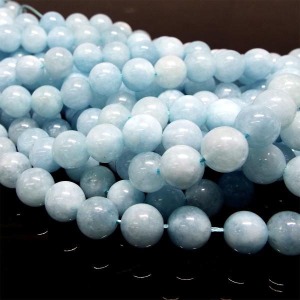 1連 15cm 天然石 ビーズ 天然アクアマリン 藍玉 約6mm 半連売り パワーストーン ハンドメイド アクセサリー ばら売り バラ売り