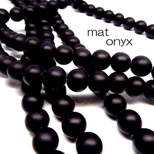 天然石 ビーズ マットオニキス 黒瑪瑙 艶消 約4mm 連売り パワーストーン ハンドメイド 一連 アクセサリー
