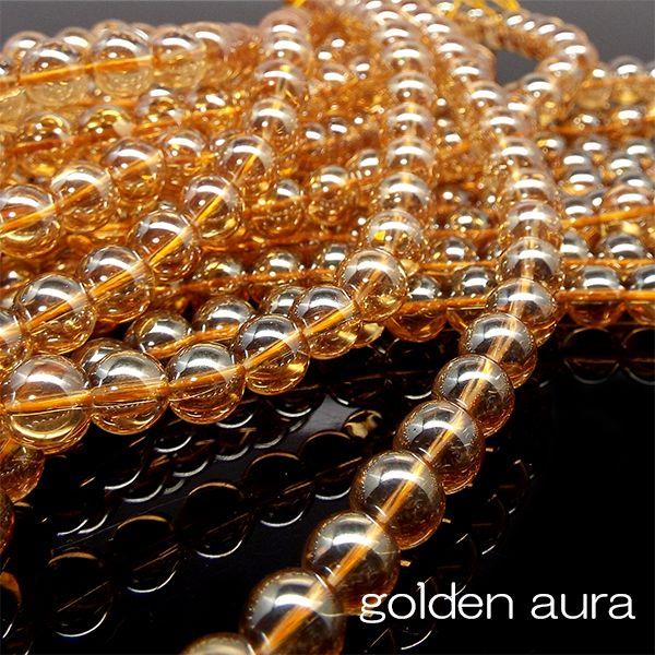 天然石 ビーズ ゴールデンオーラ水晶 約8mm 連売り パワーストーン