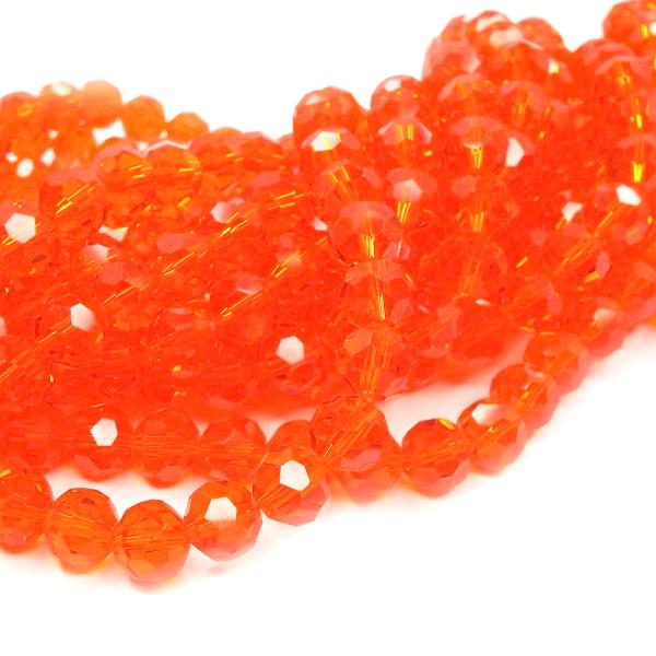 ガラスビーズ 約8mm 約70粒 クリスタルガラス ラウンドカット 連売り オレンジ ハンドメイド アクセサリー