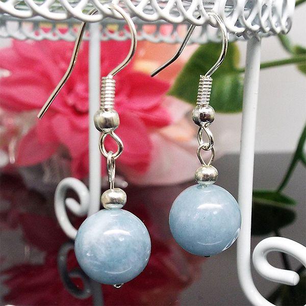 天然石 パワーストーン ピアス アクアマリン 藍玉 約6mm アクセサリー ハンドメイド