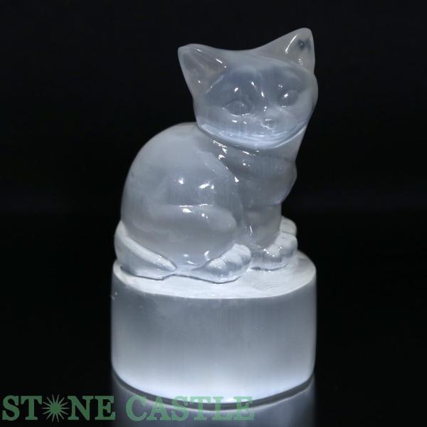 セレナイト 招き猫 置物 天然石 彫刻 彫り物 MY577 stonecenter_fc03jco186