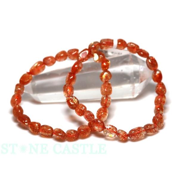 石流通センター 高品質 天然石 ブレスレット ストロベリーサンストーン