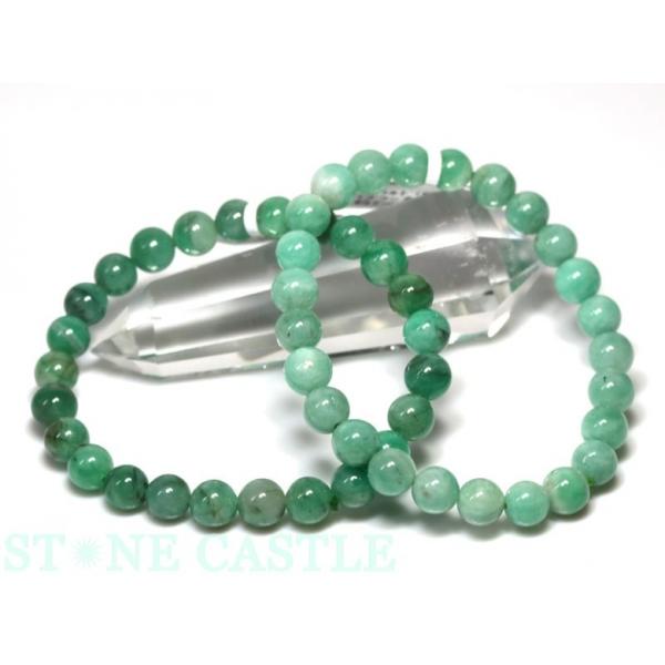 ☆トップグレードエメラルド 6ミリ珠 ブレスレット①(SA+)