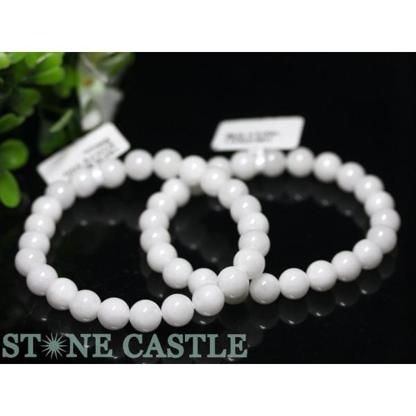 高品質 天然石 ブレスレット H&E社製 ホワイトアゼツライト (約8mm