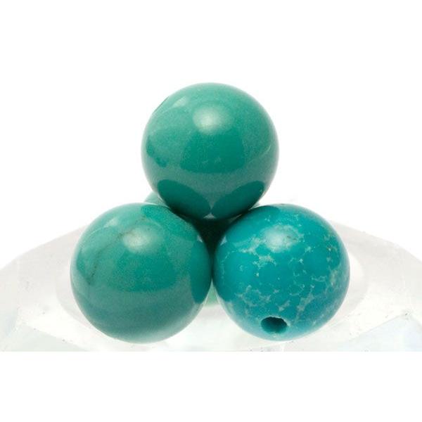 石流通センター 丸ビーズ 天然ターコイズ (3A) 6mm 粒売り(2個セット) 天然石 パワーストーン
