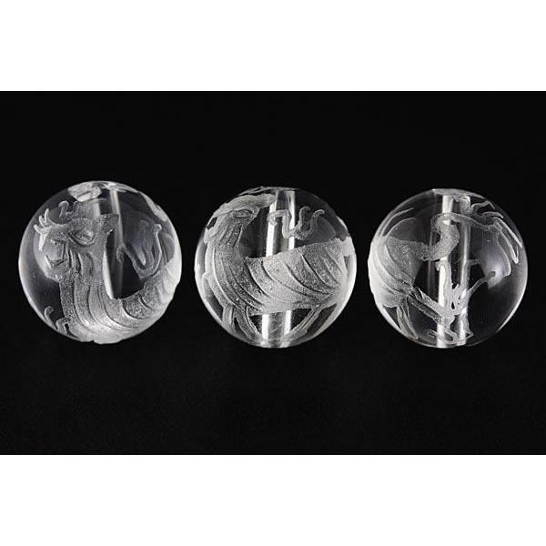 石流通センター 彫刻ビーズ 水晶 10mm (素彫り) 「龍生九子」四男