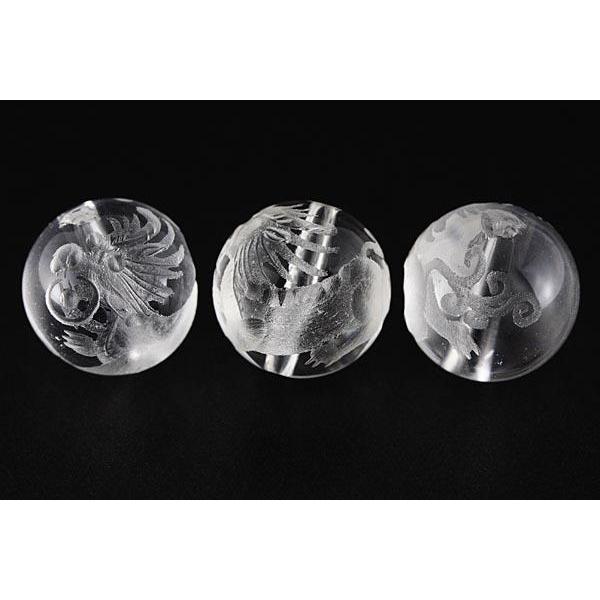 石流通センター 彫刻ビーズ 水晶 12mm (素彫り) 「龍生九子」九男