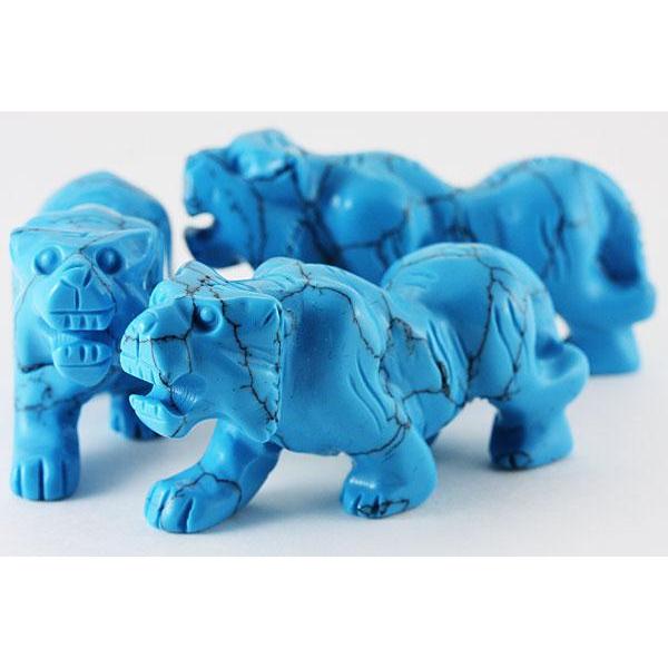 石流通センター 置物 インテリア 彫刻置物 虎 50mm ターコイズ(練り