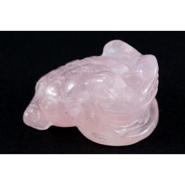 ローズクォーツ 銭蛙 置物 ピンク水晶 天然石 パワーストーン 縁起 石