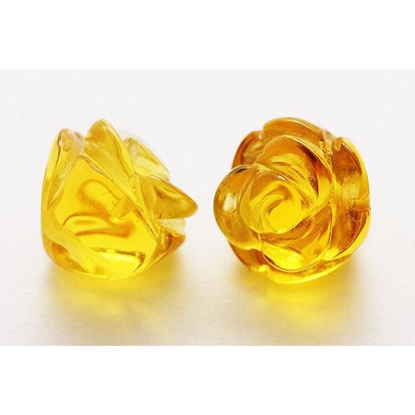 石流通センター モチーフビーズ 薔薇 (立体) 10mm シトリンクォーツ 天然石 パワーストーン