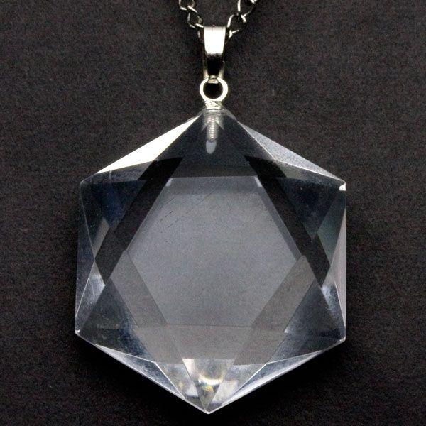 石流通センター ペンダント 六芒星 水晶 (養晶) 約30mm 天然石