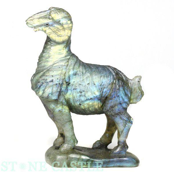 石流通センター 置物一点物 彫刻置物 ひつじ ラブラドライト(立ち姿