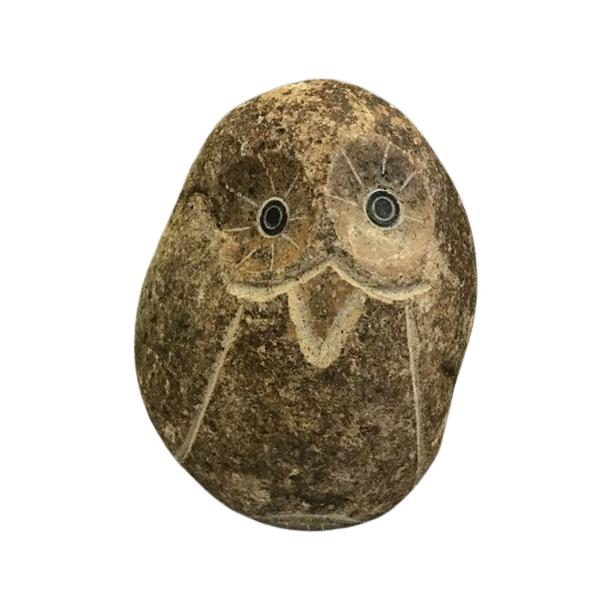 癒しのふくろう1 石材彫刻品 天然石フクロウのガーデニングストーン